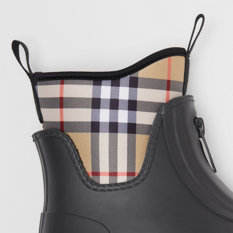 Vintage Check Neoprene and Rubber Rain Boots 3