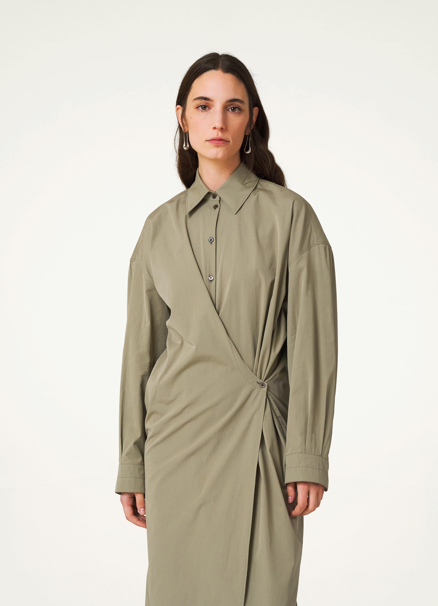 STRAIGHT COLLAR TWISTED DRESS - 2