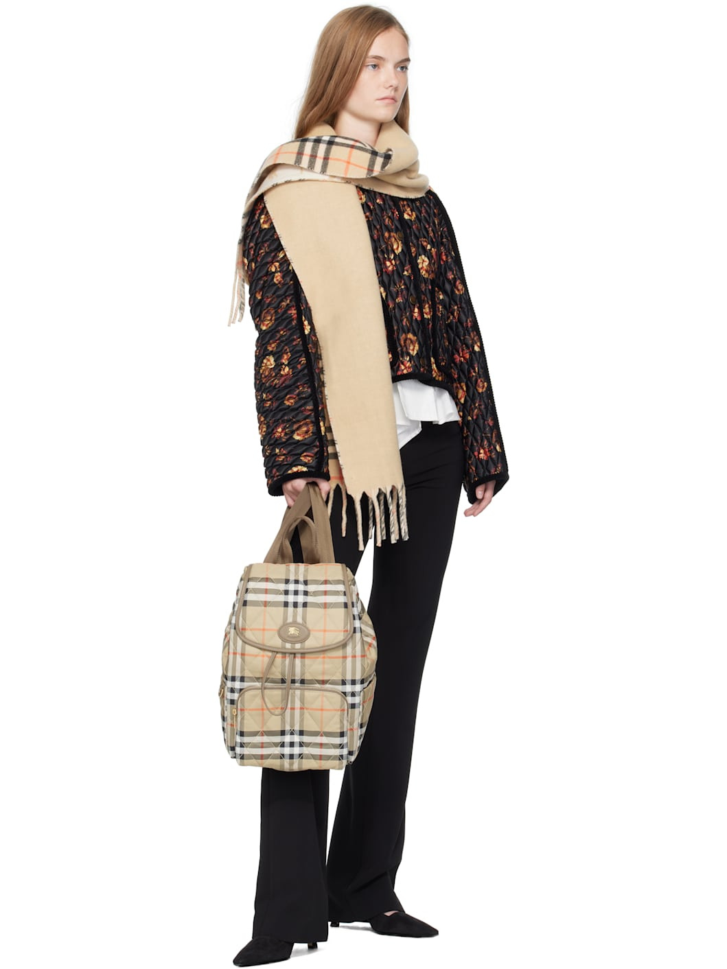 Beige Reversible Knight Stamp Scarf - 3