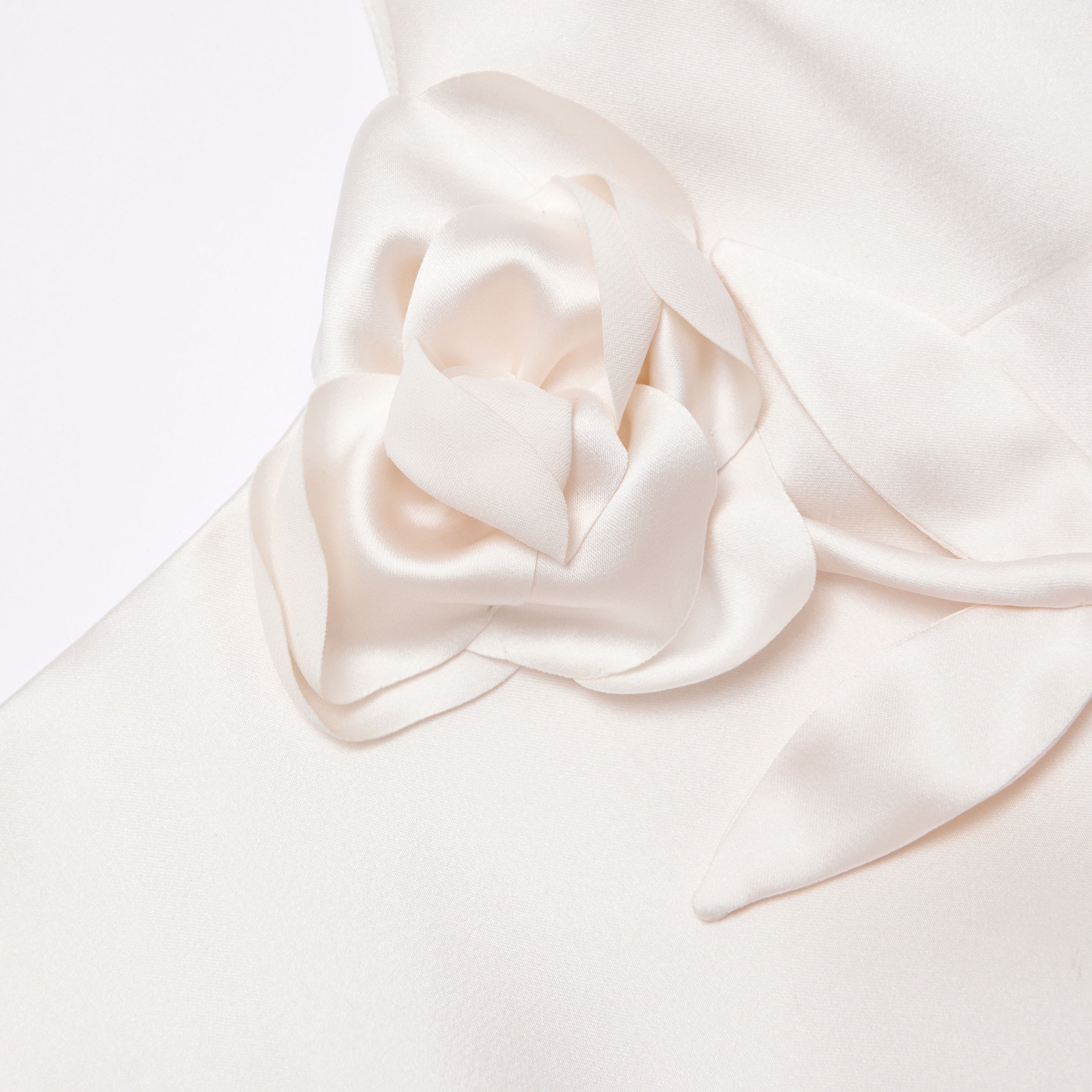 Cream Satin Flower Midi Dress - 5