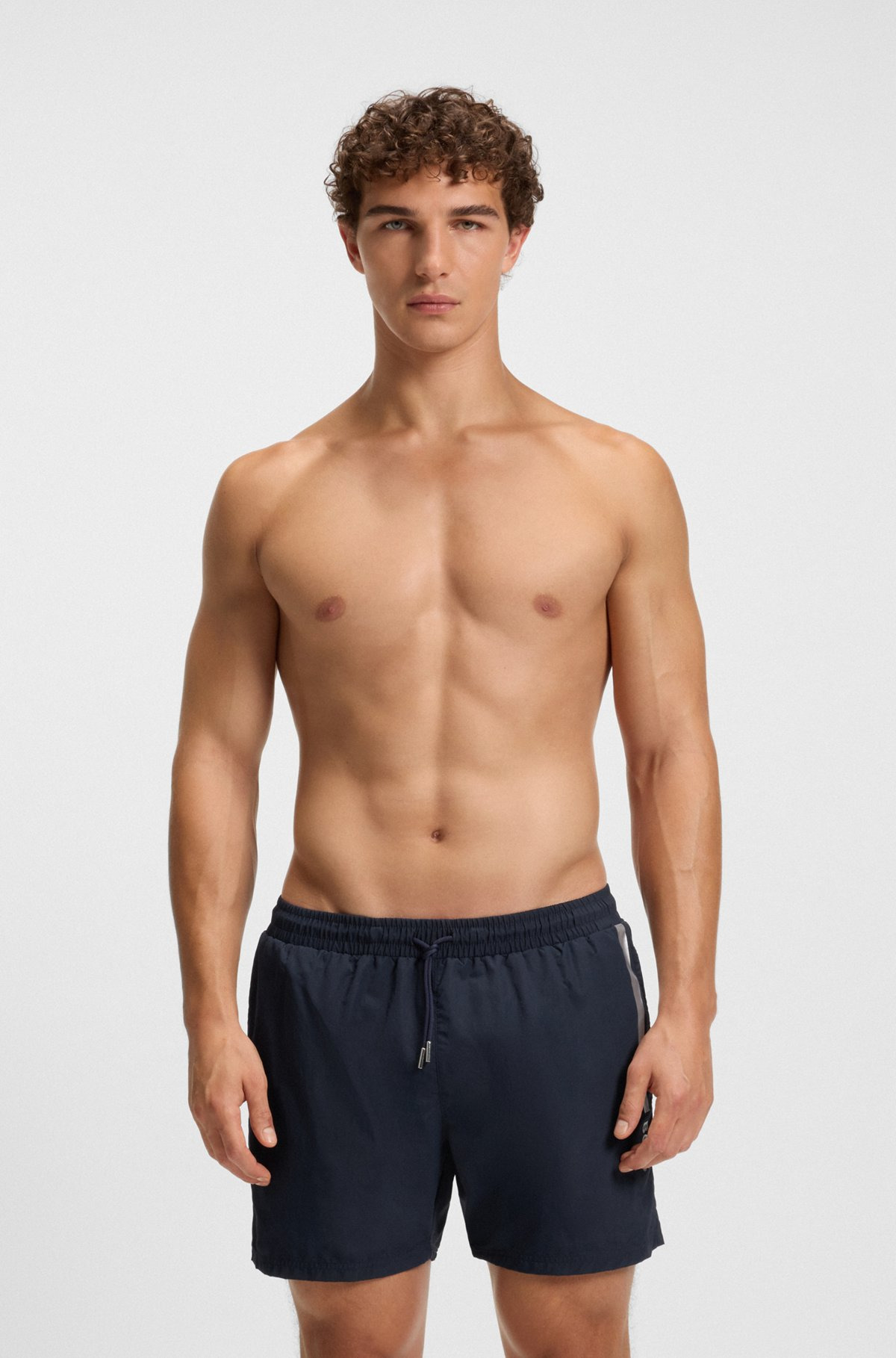 SWIM SHORTS WITH FOIL-PRINTED LOGO AND STRIPE - 2