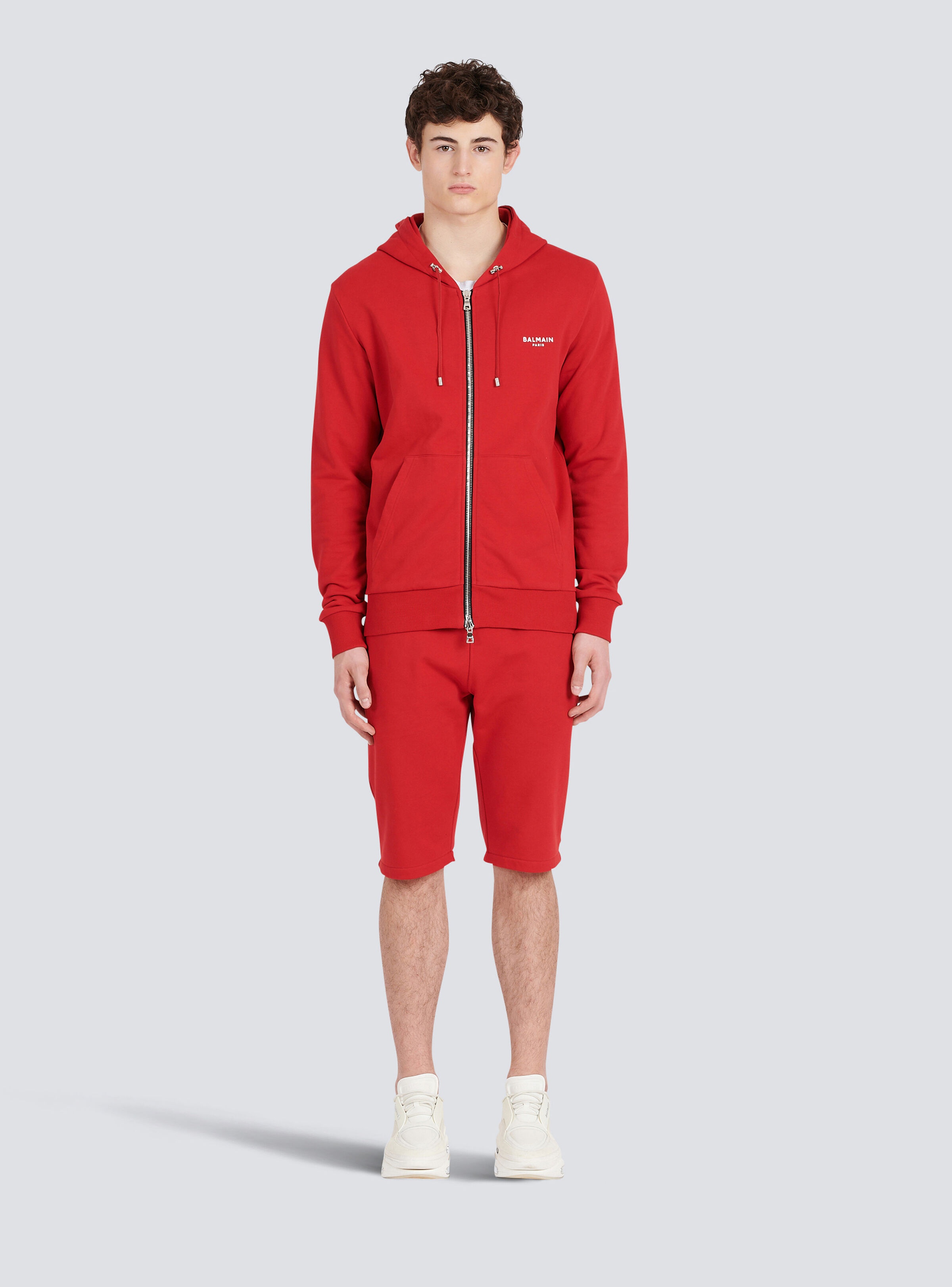 Eco-designed cotton sweatshirt with small flocked Balmain logo - 3