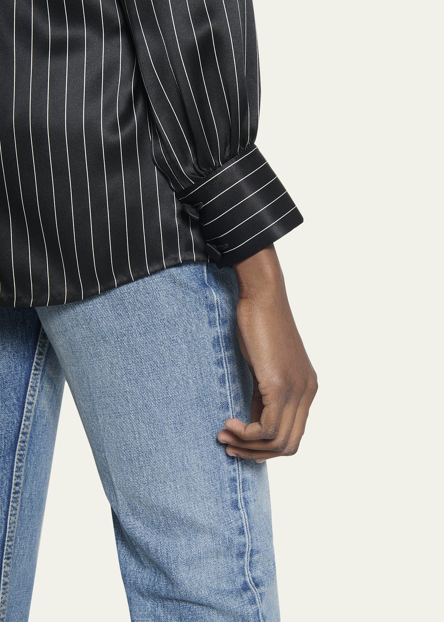 Striped Silk Button-Front Blouse - 5