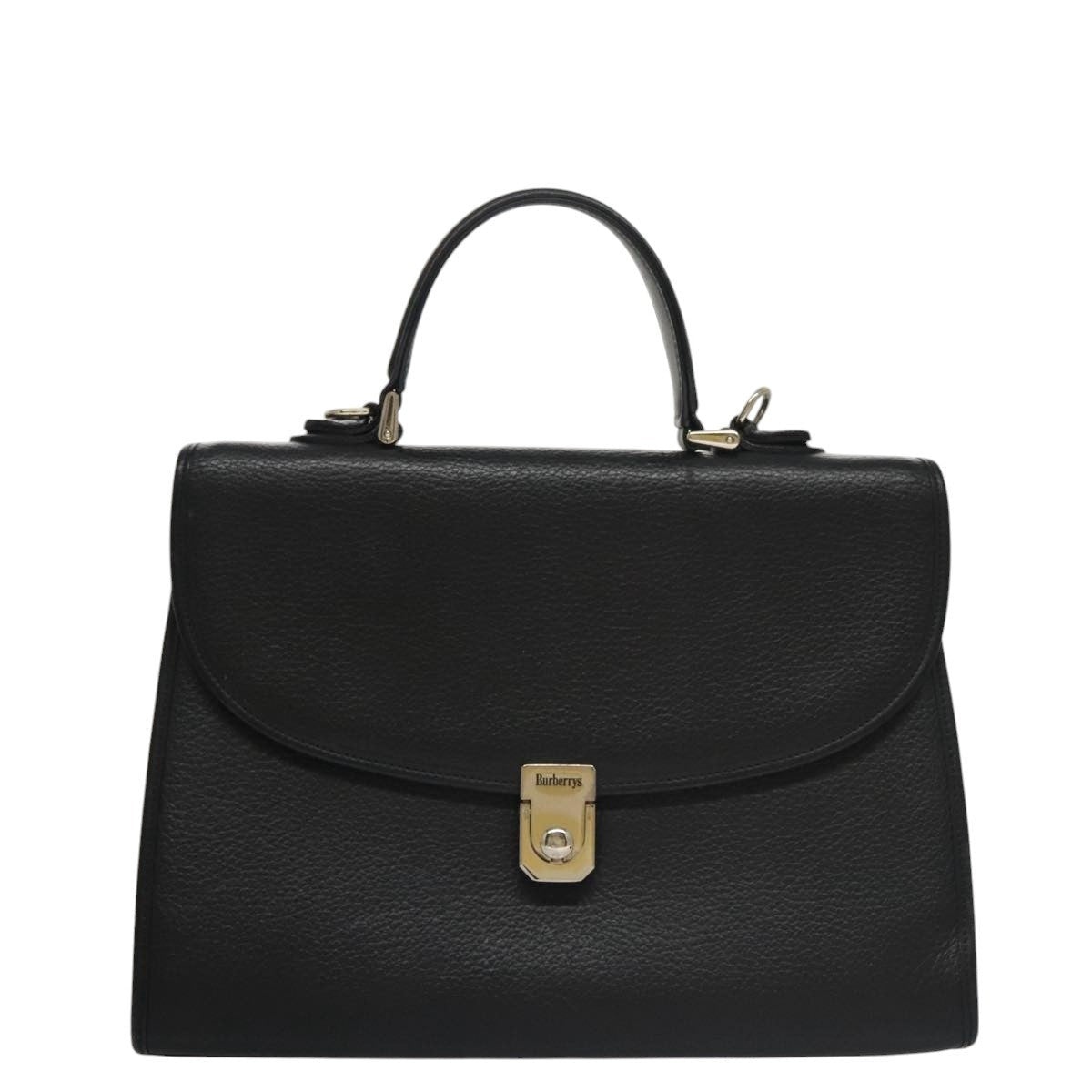 Burberry Hand Bag Leather Black Silver - 13