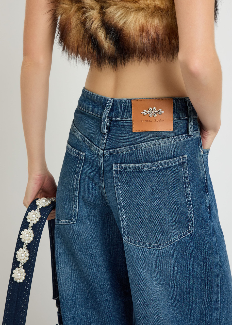 Simone Rocha Distressed Embellished Straight-leg Jeans - 5
