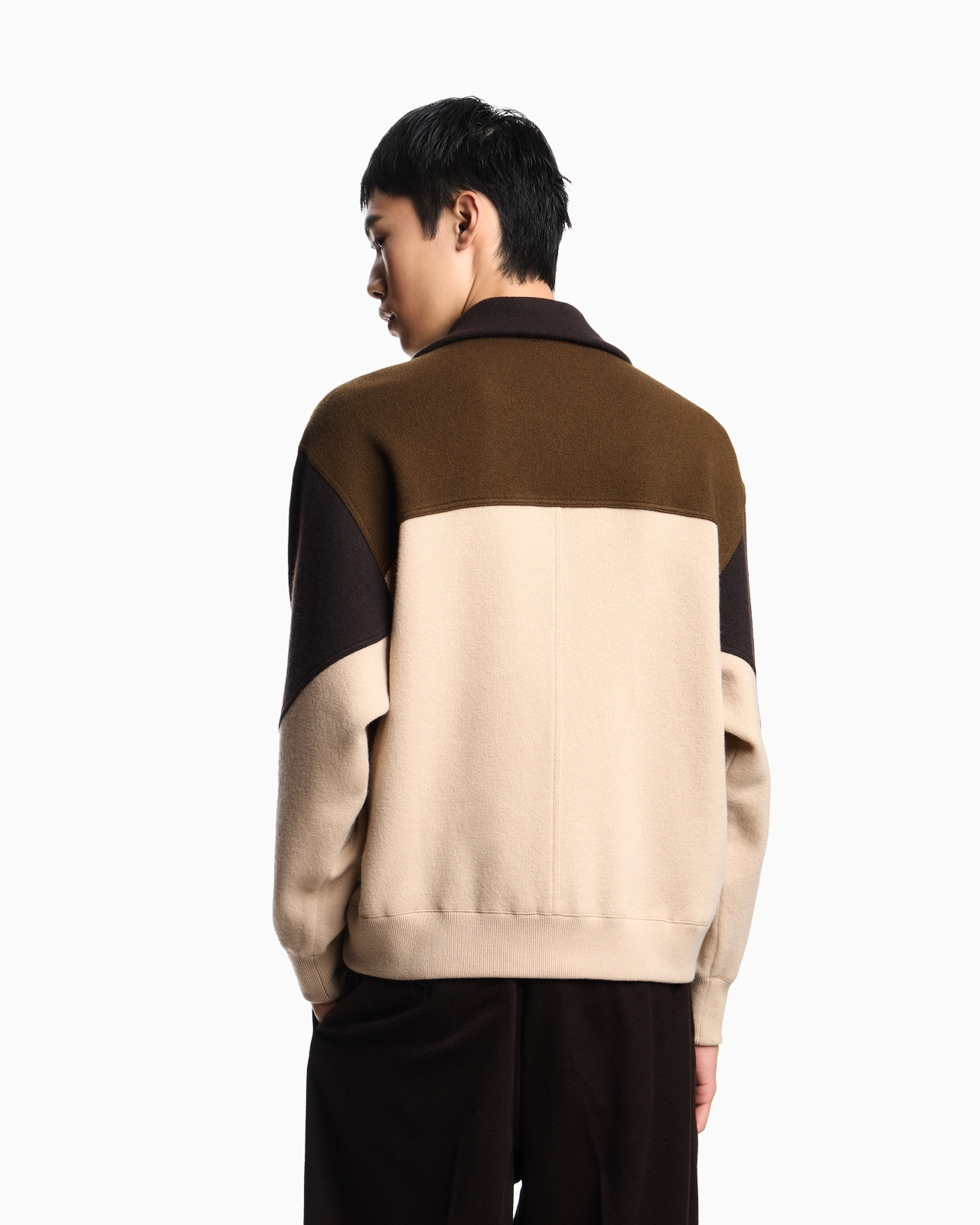 MOCK-NECK JUMPER IN A WOOL COLOUR-BLOCK JACQUARD - 3