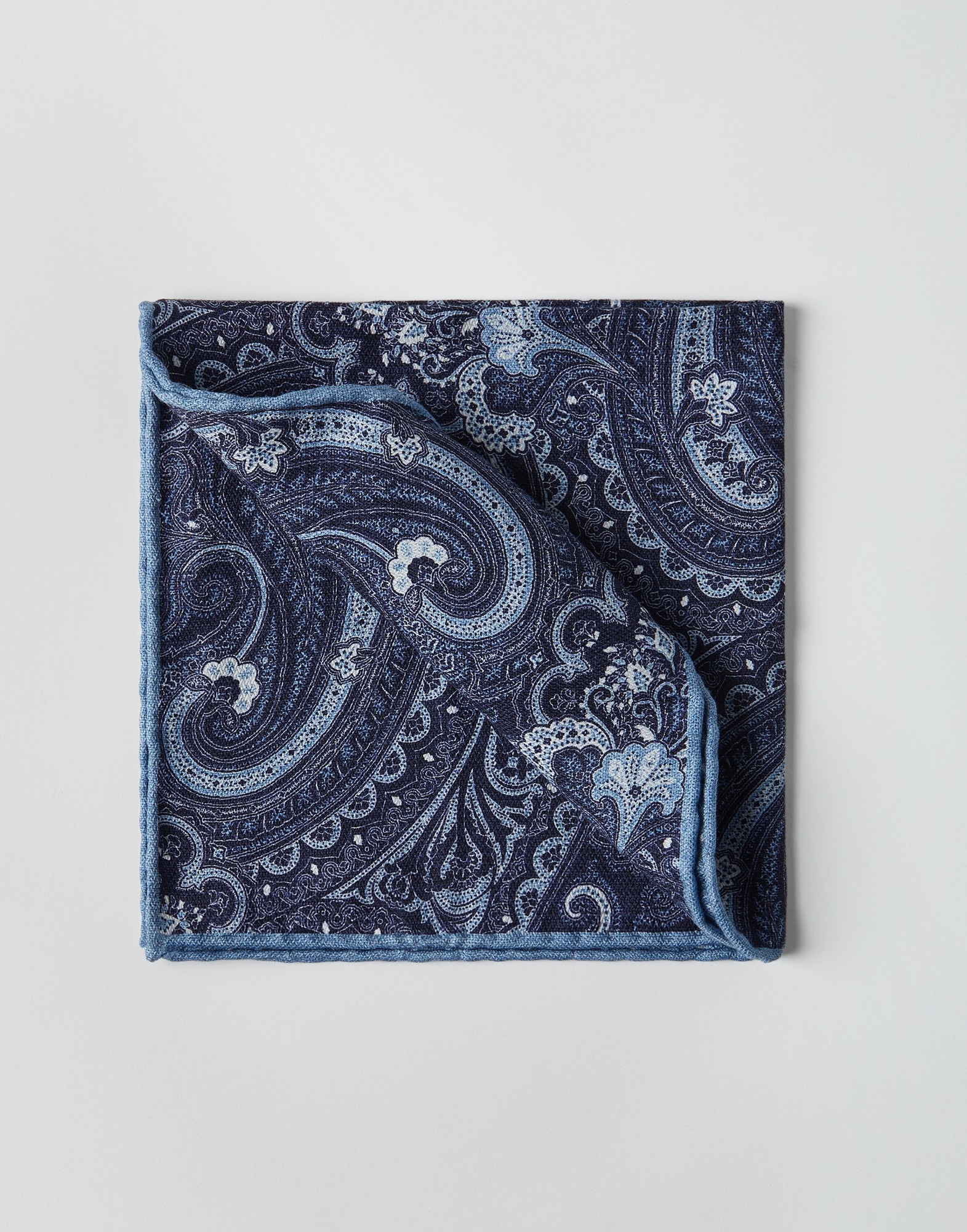 Double face silk pocket square with Paisley design - 1