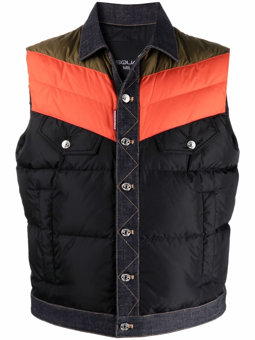 colour-block padded gilet - 1