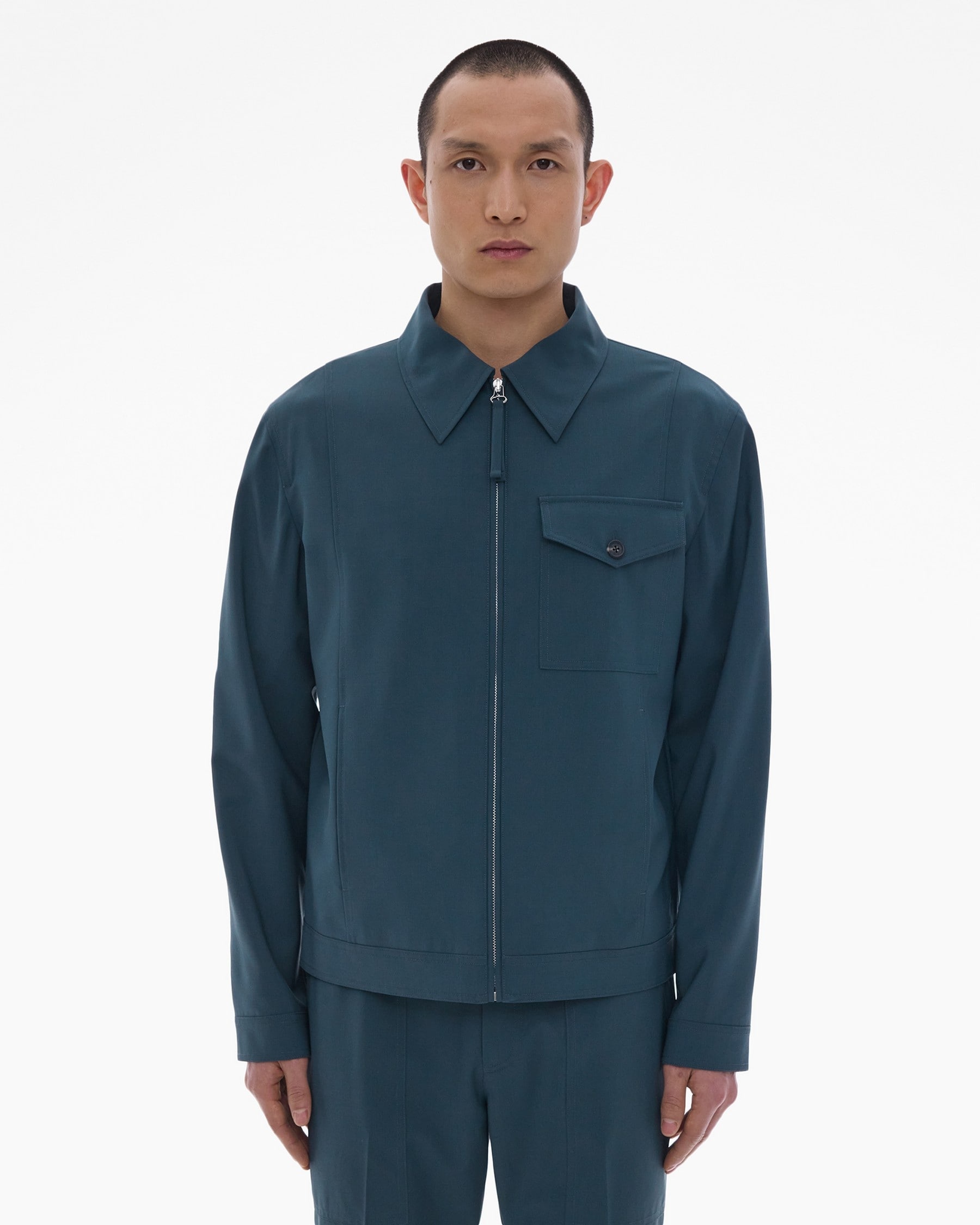 STRETCH WOOL TAILORED ZIP-UP JACKET - 3
