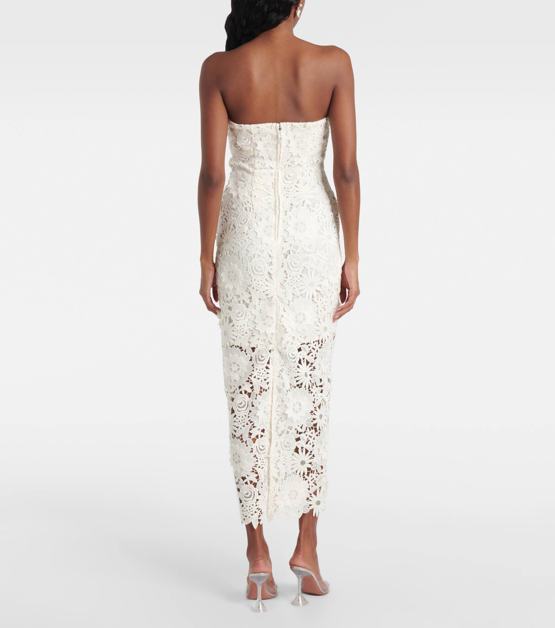 Bridal strapless lace midi dress - 3