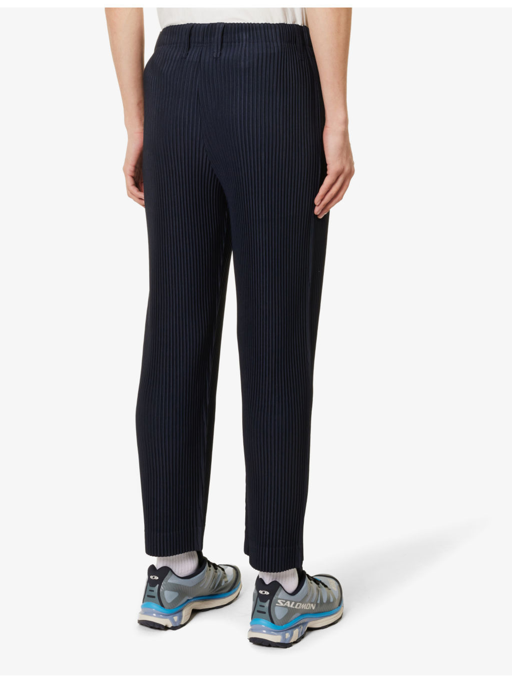 Basic pleated straight-leg regular-fit knitted trousers - 4