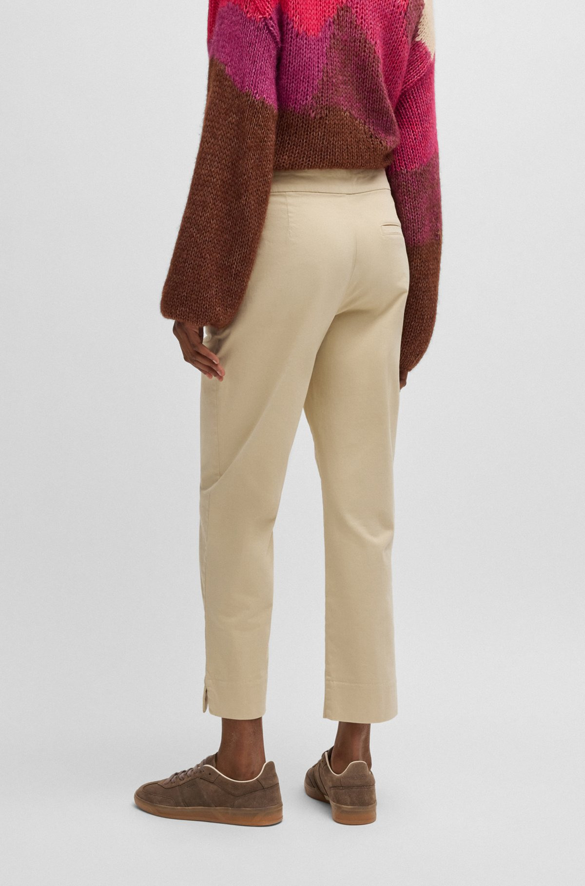 TAPERED-FIT CHINOS IN STRETCH-COTTON SATIN - 4