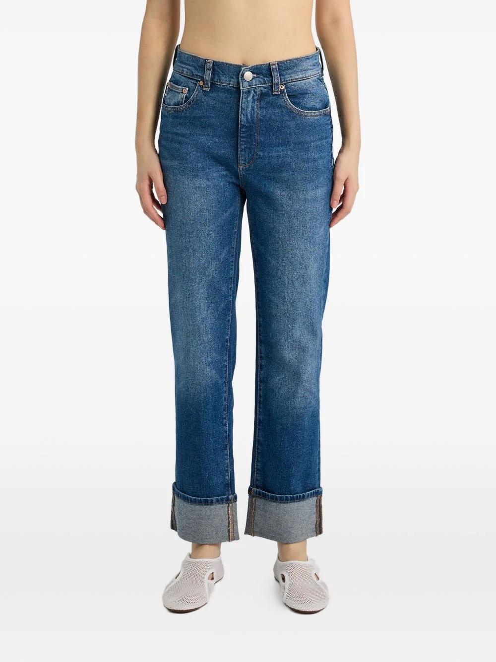 cuffed high-rise jeans - 1