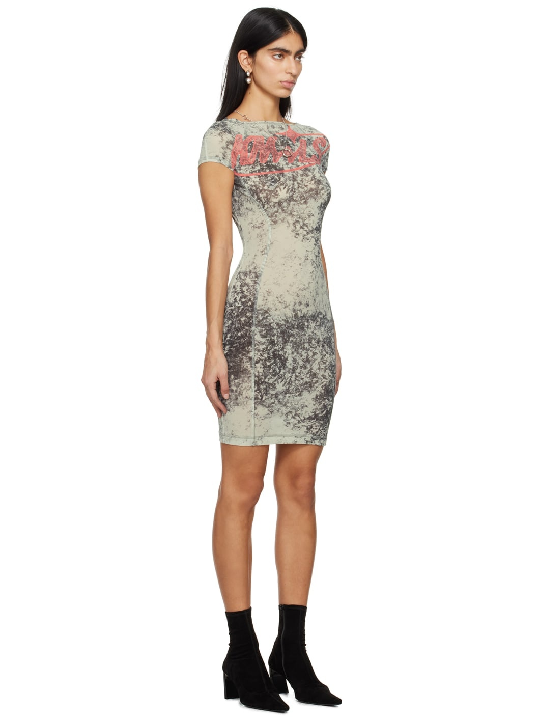 Gray & Black Turbo Minidress - 2