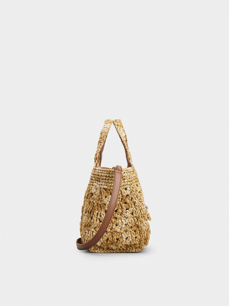 Roger Vivier Viv' Choc Mini Shopping Bag in Raffia outlook