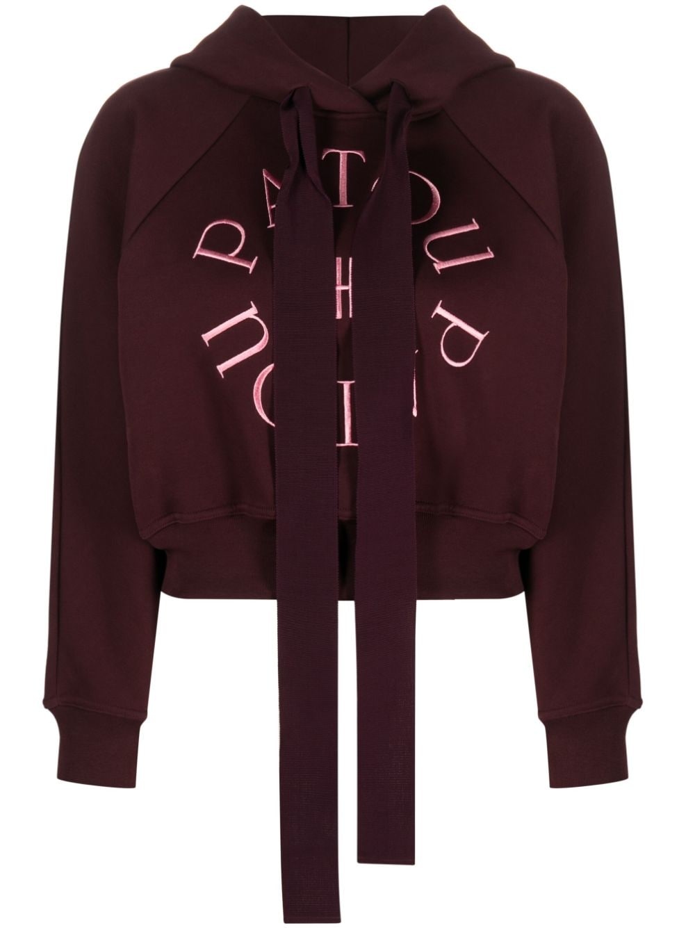 embroidered-logo cropped hoodie - 1