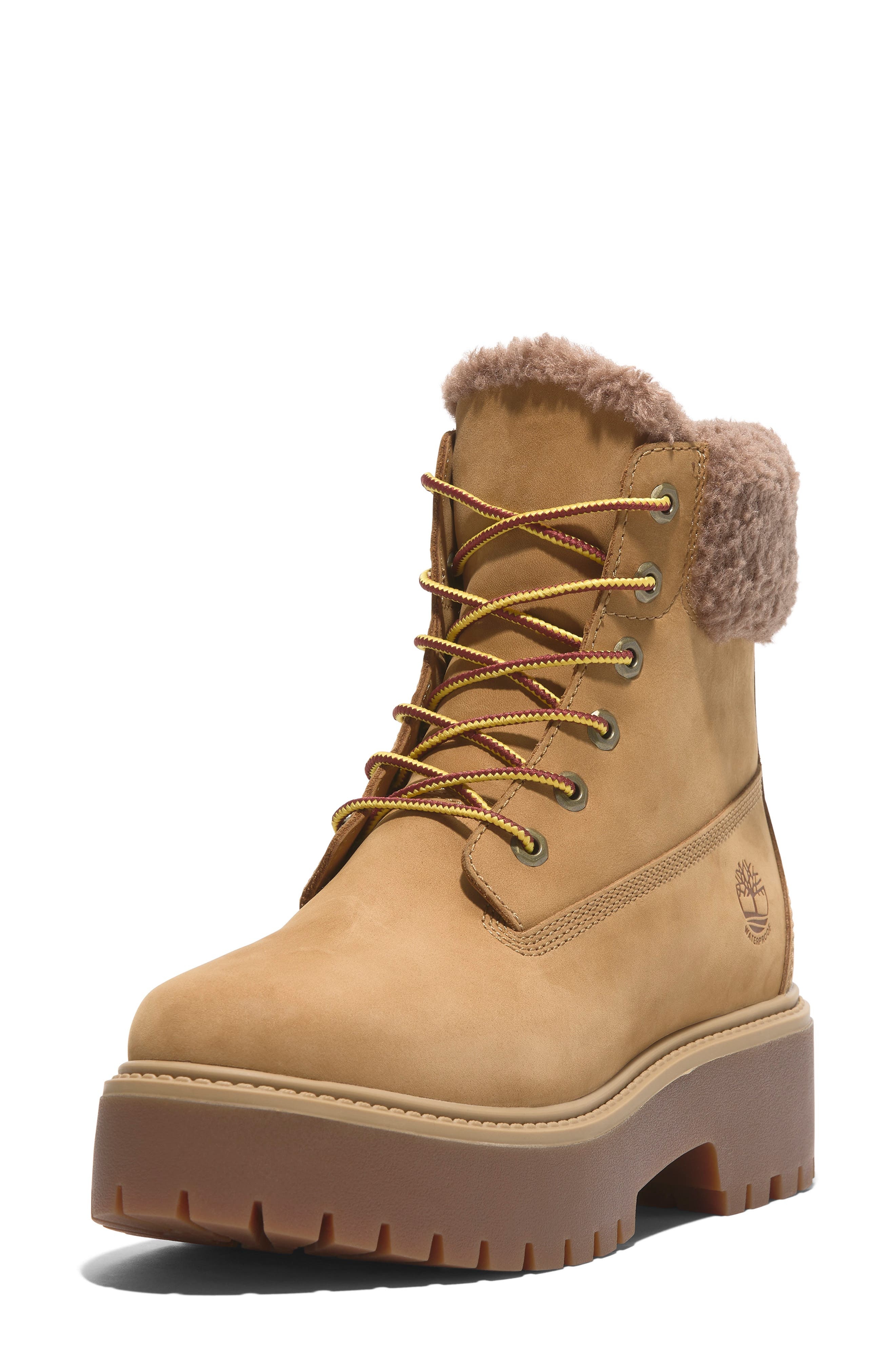 Timberland Stone Street Waterproof Faux Fur Lined Platform Boot in Wheat Nubuck at Nordstrom - 7