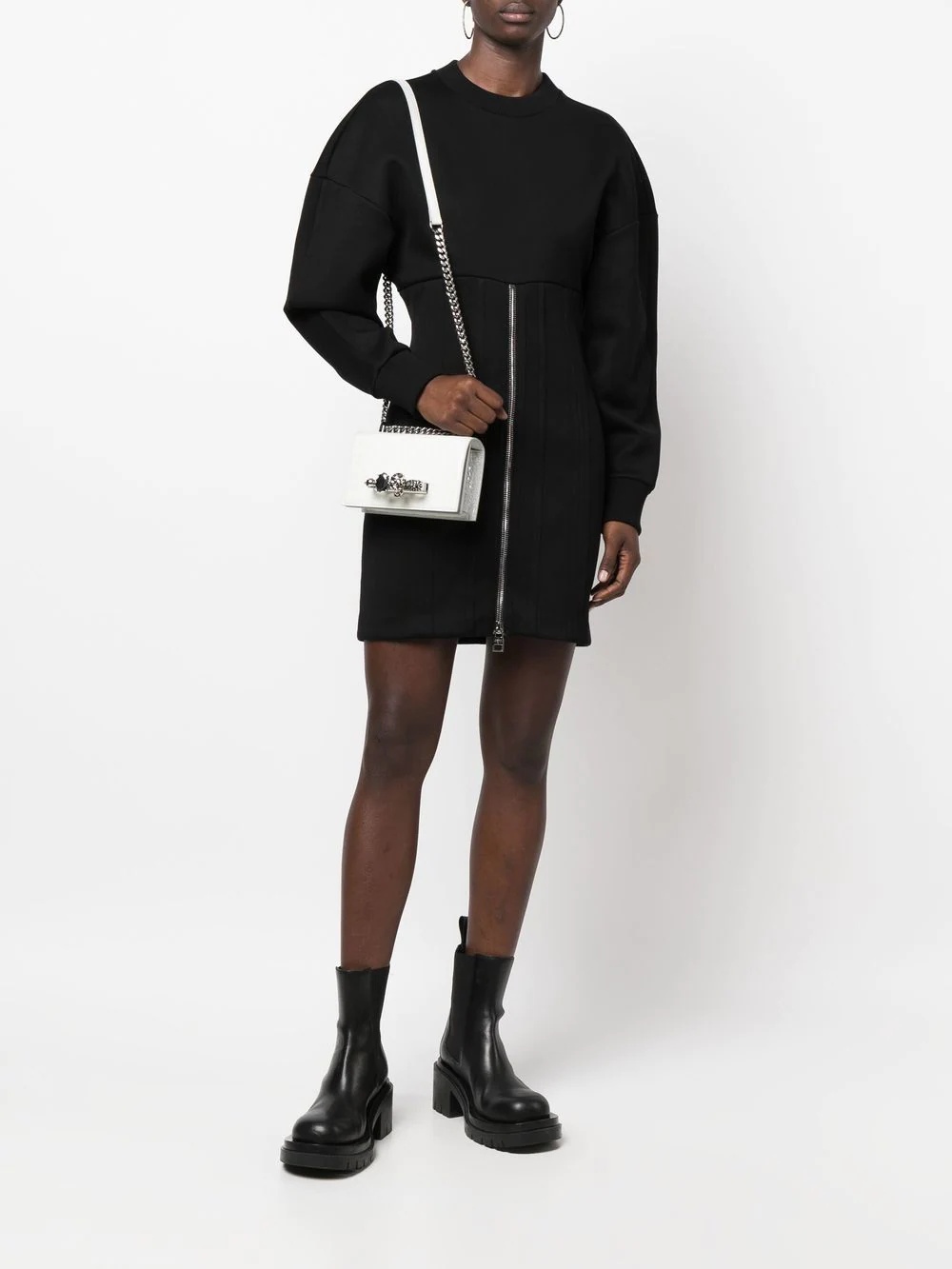 zip-detail mini dress - 2
