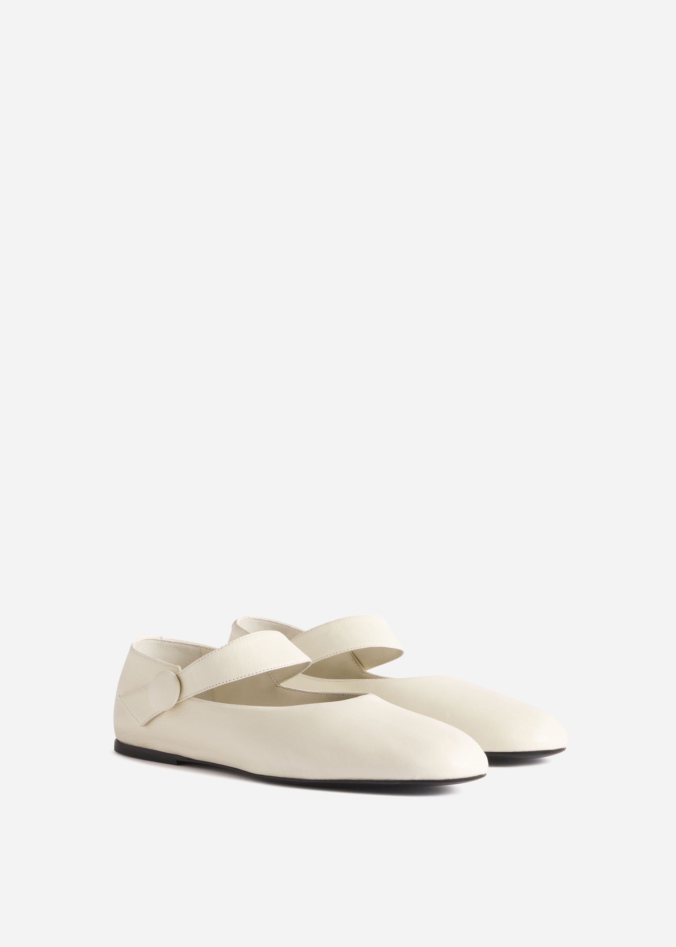Mary Jane Ballerina Flat in Ivory - 2
