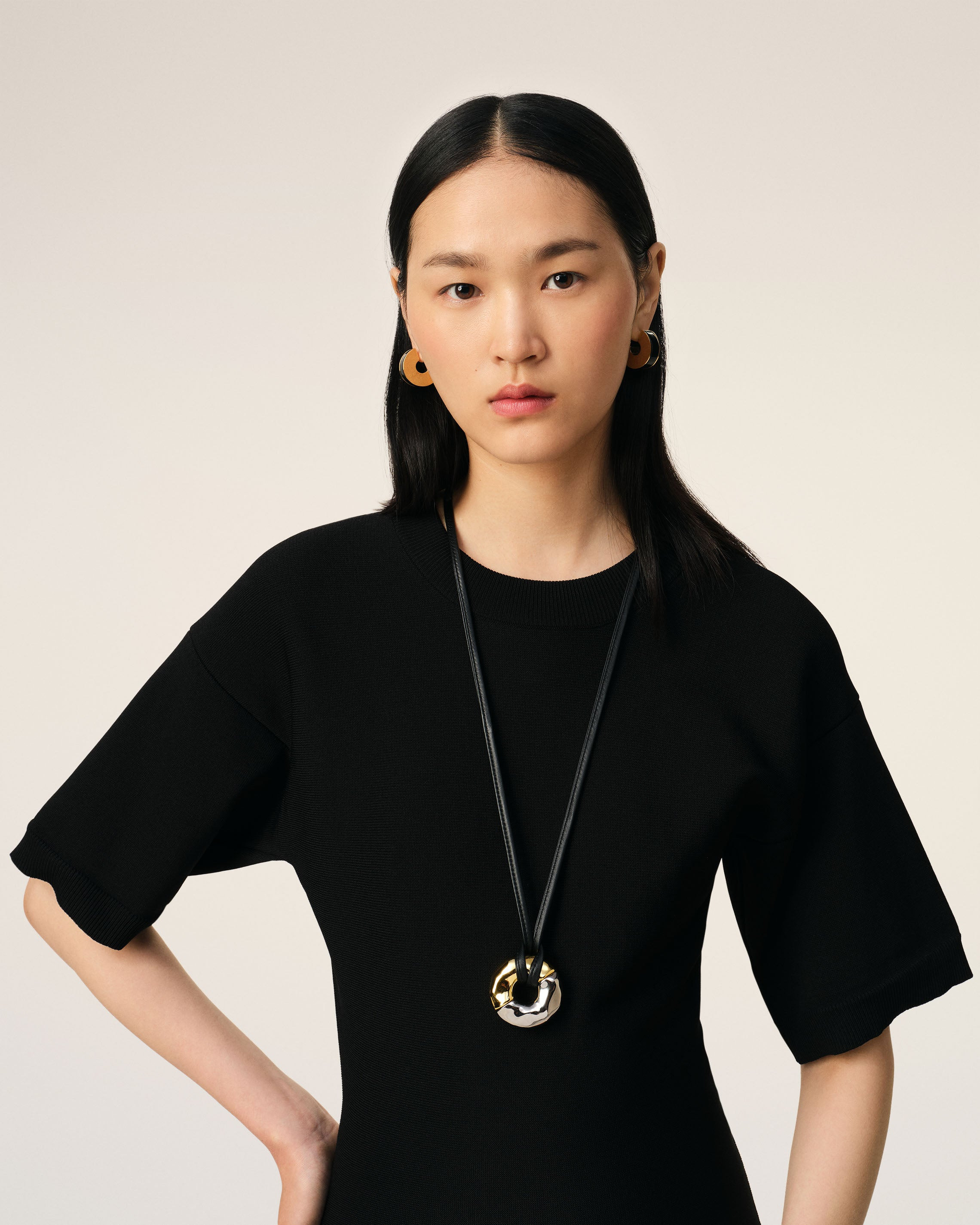 BLACK GODET DRESS - 10
