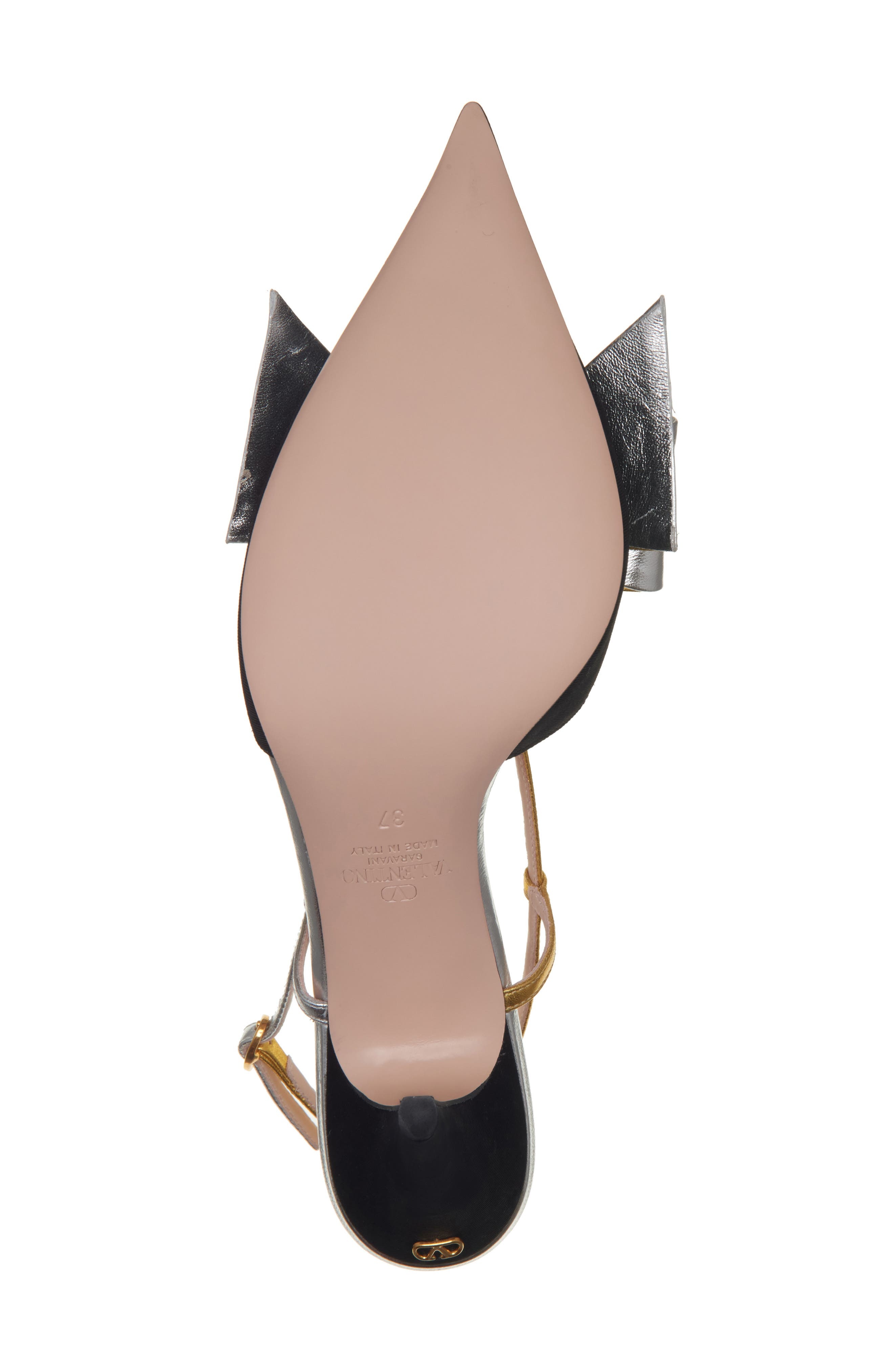 Valentino Garavani Bowow Pointed Toe Slingback Pump in Black/Silver at Nordstrom - 7