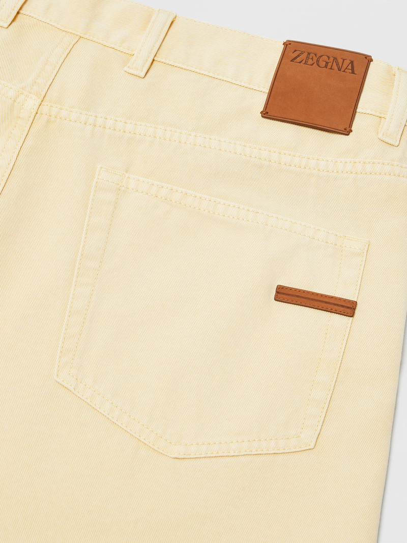 PASTEL YELLOW COTTON AND CASHMERE ROCCIA PANTS 3