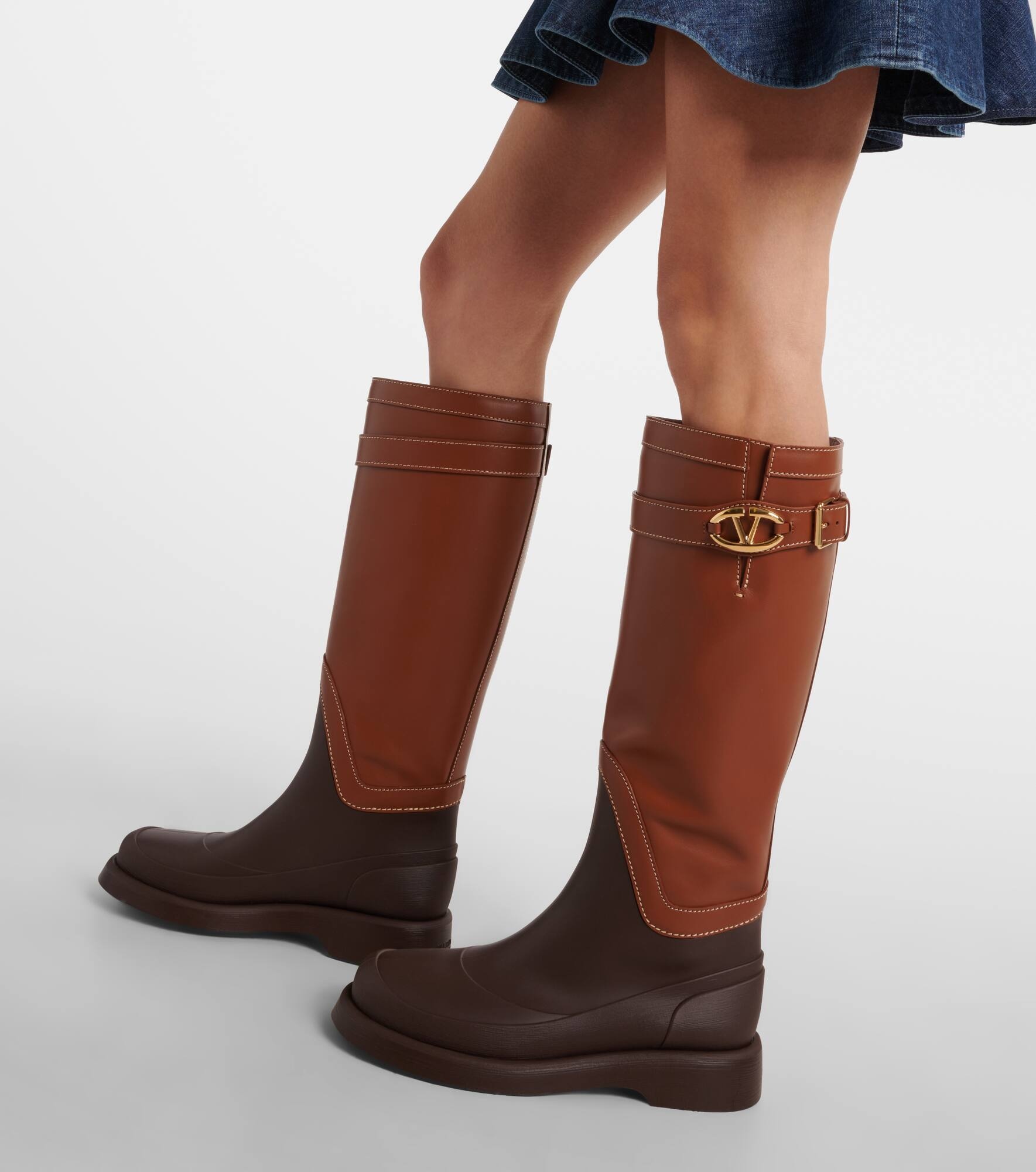VLogo Bold leather knee-high boots - 4