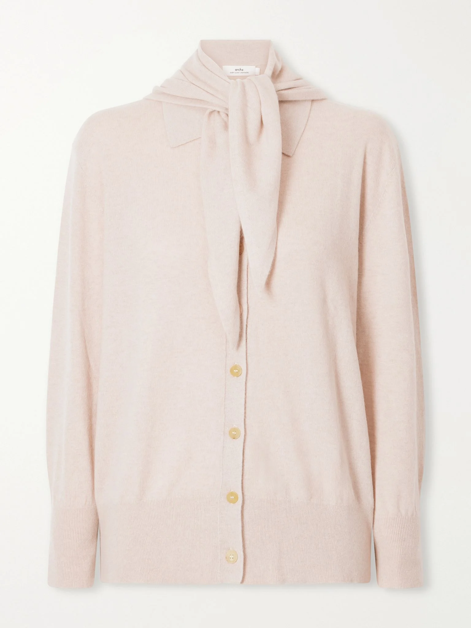 Scarf-detailed cashmere sweater Beige - 1