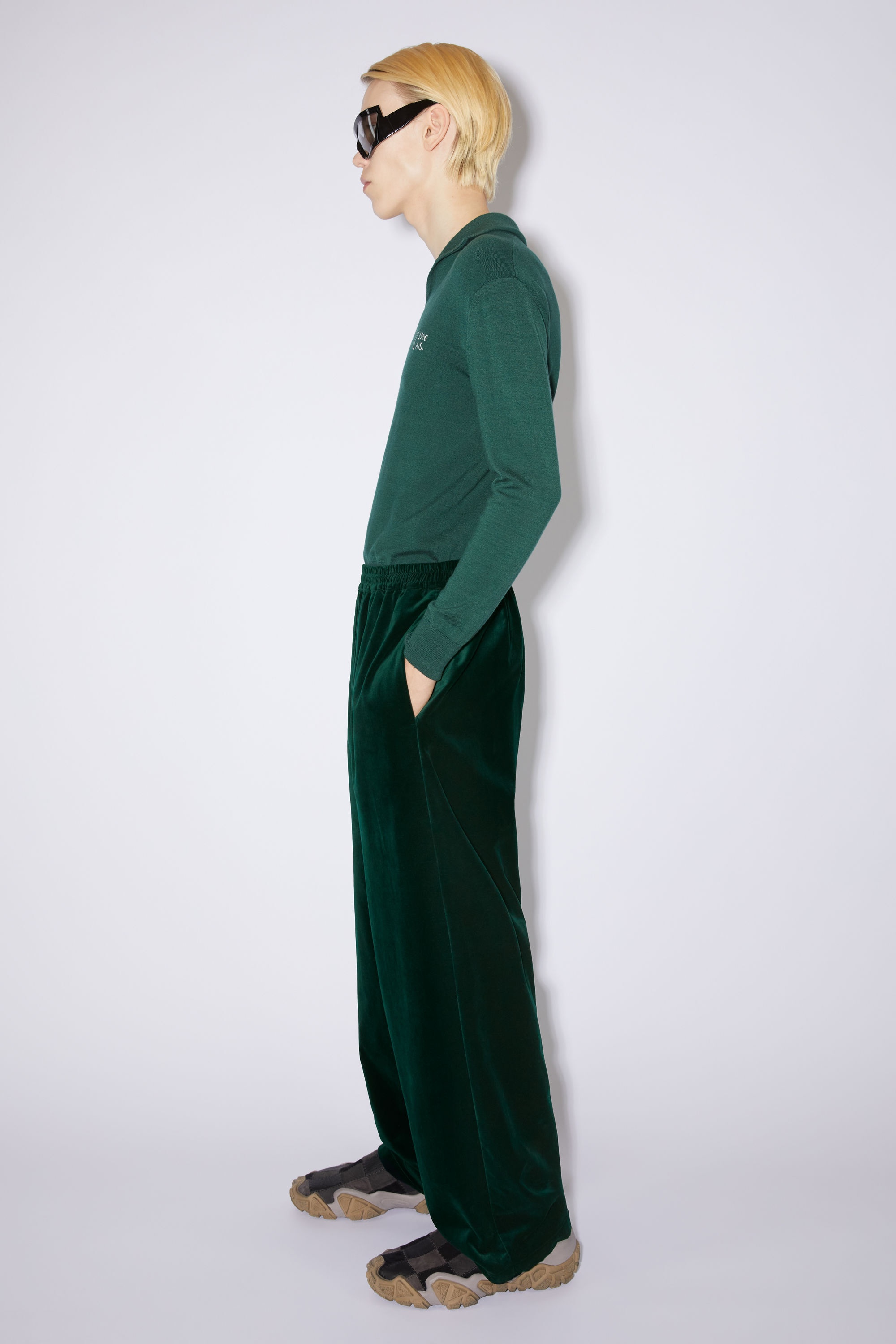 Velvet trousers - Dark green - 4