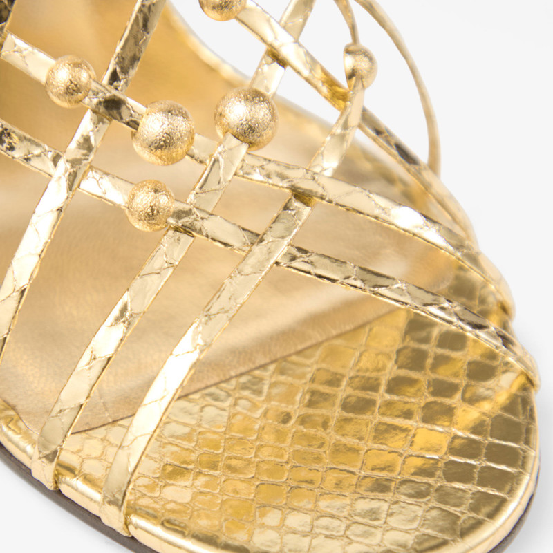 Felice 95 Light Gold Candy Wrap Leather Sandals with Domes 4
