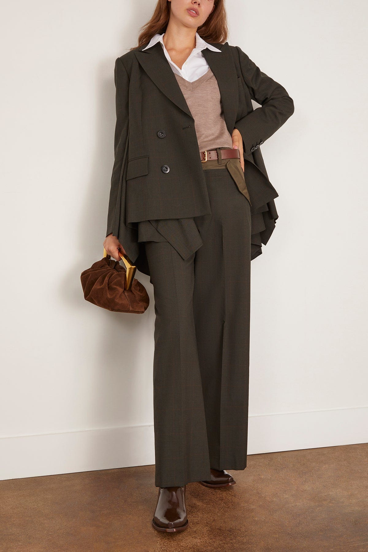 Glen Check Pants in Khaki - 2