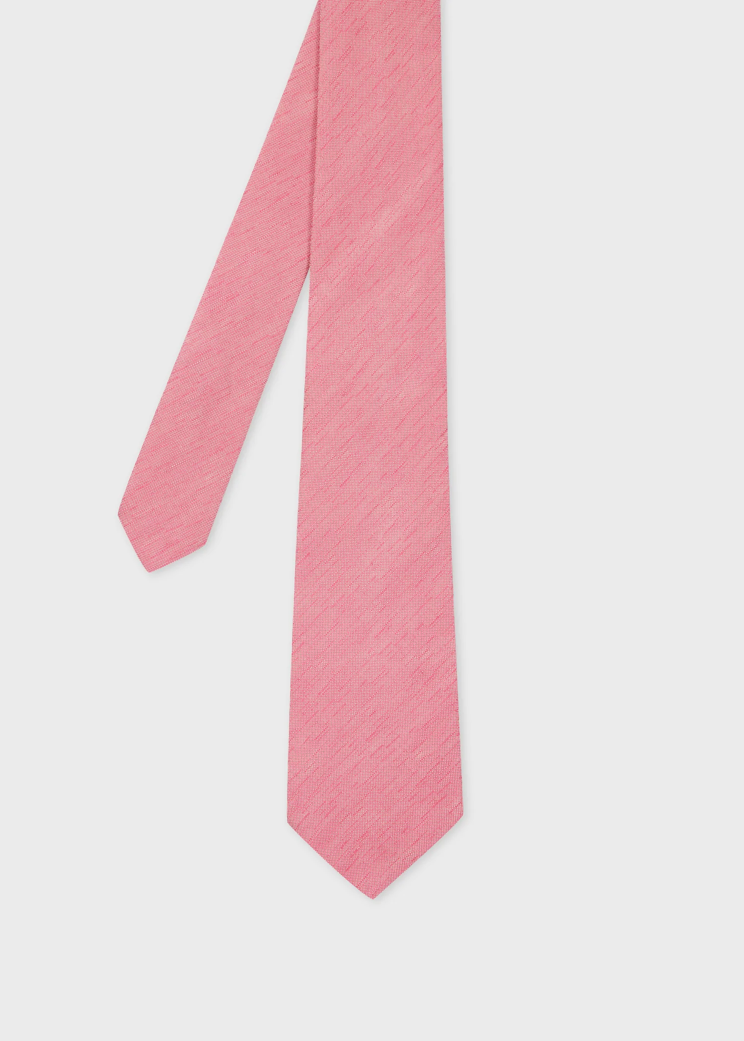Pink Linen-Silk Blend Textured Tie - 1