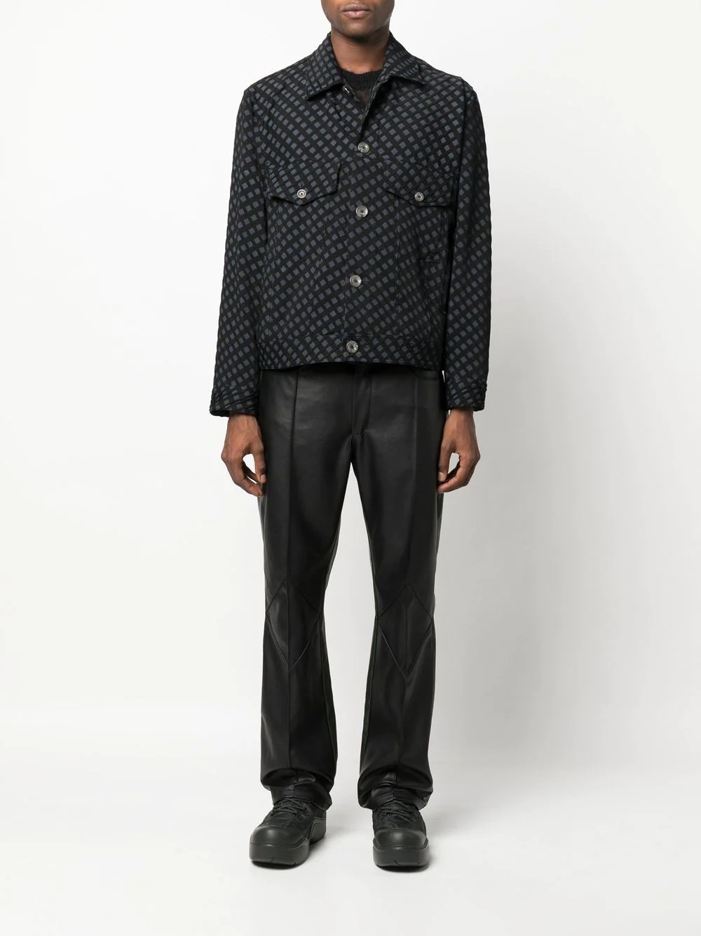 check-pattern shirt jacket - 2