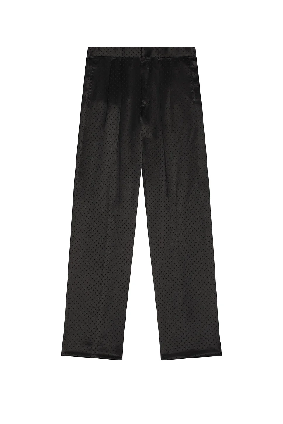 Crepe Satin Polka Dot Jacquard Double Pleat Pant - 1