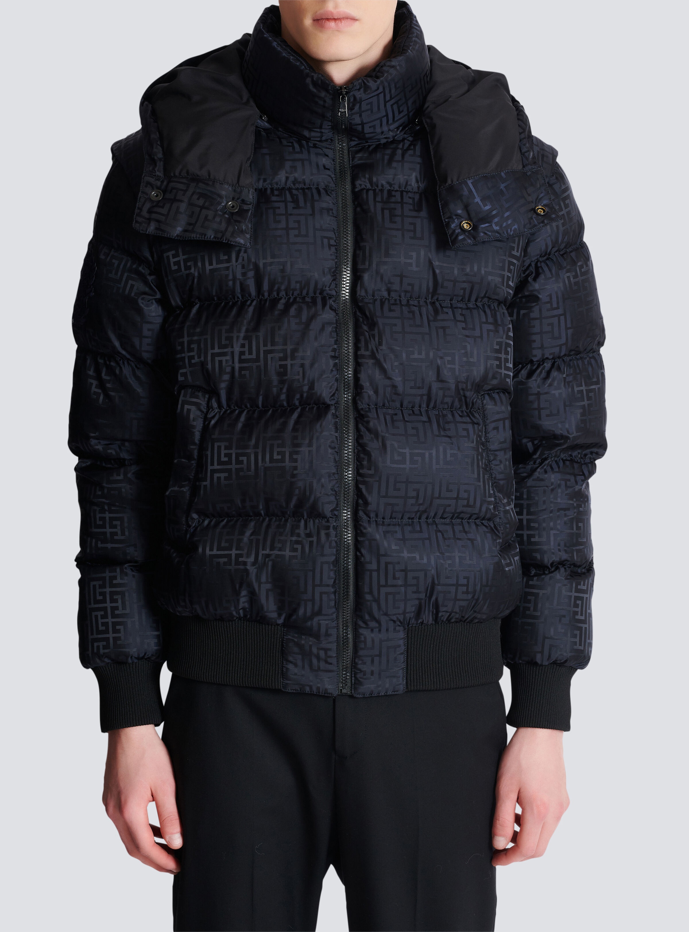 Cropped monogram jacquard padded jacket - 5