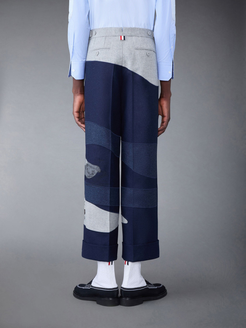 Thom Browne Flannel Patchwork Whale and Ship Trouser outlook
