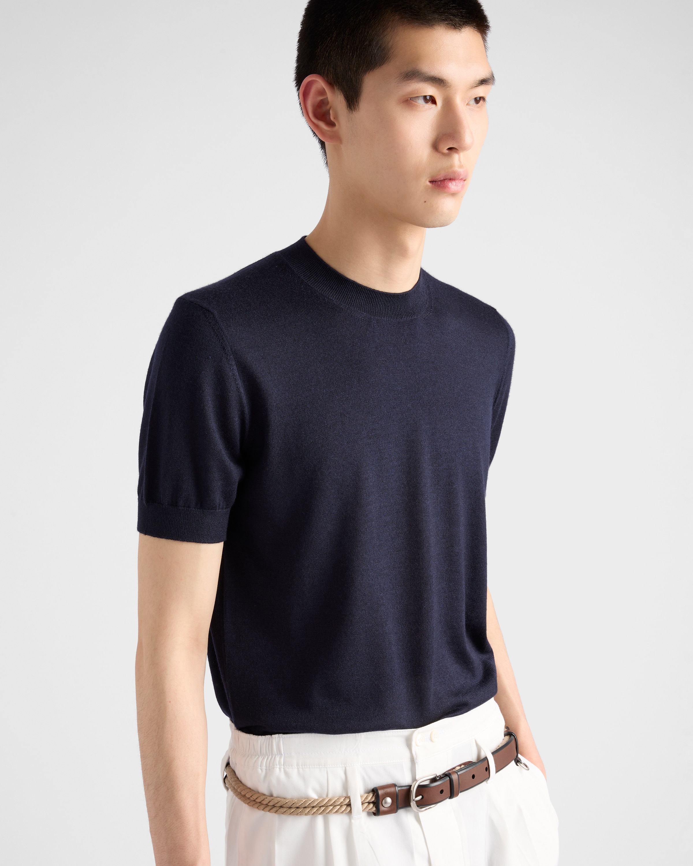 Short-sleeved cashmere and silk sweater - 4