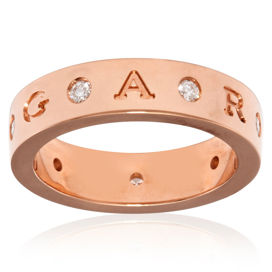 Bvlgari Ladies 18 kt Rose Gold Band Ring with Diamonds, Size 54 - 2