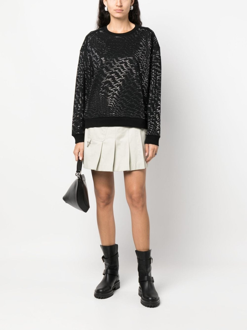 PINKO crystal-embellished crew-neck sweatshirt outlook