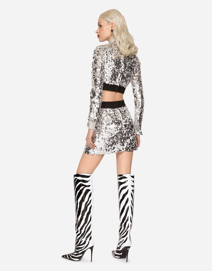 Sequined top with branded elastic - 3