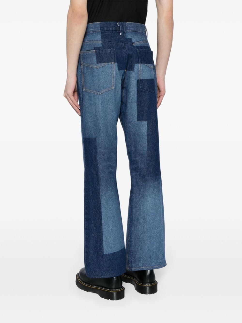 patchwork wide-leg jeans - 4