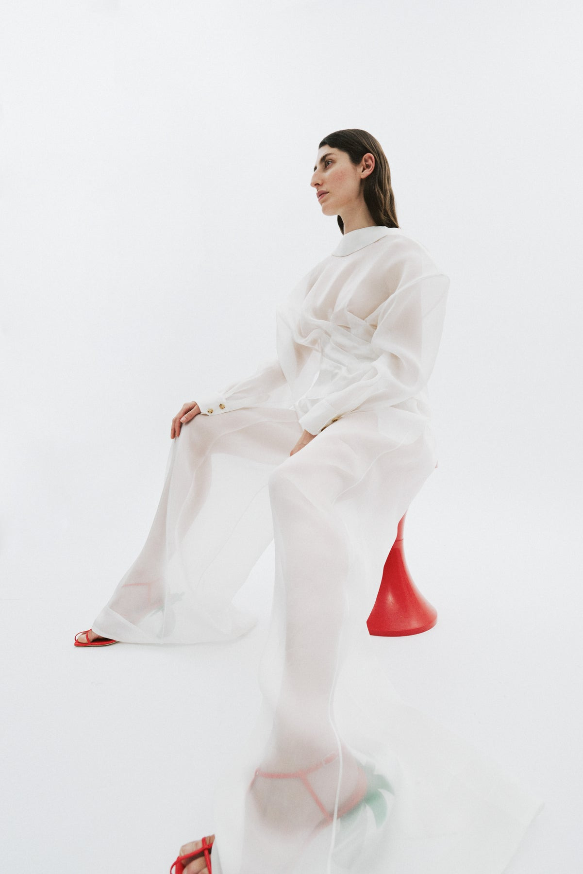 ORGANZA WIDE LEG PANTS WHITE - 13