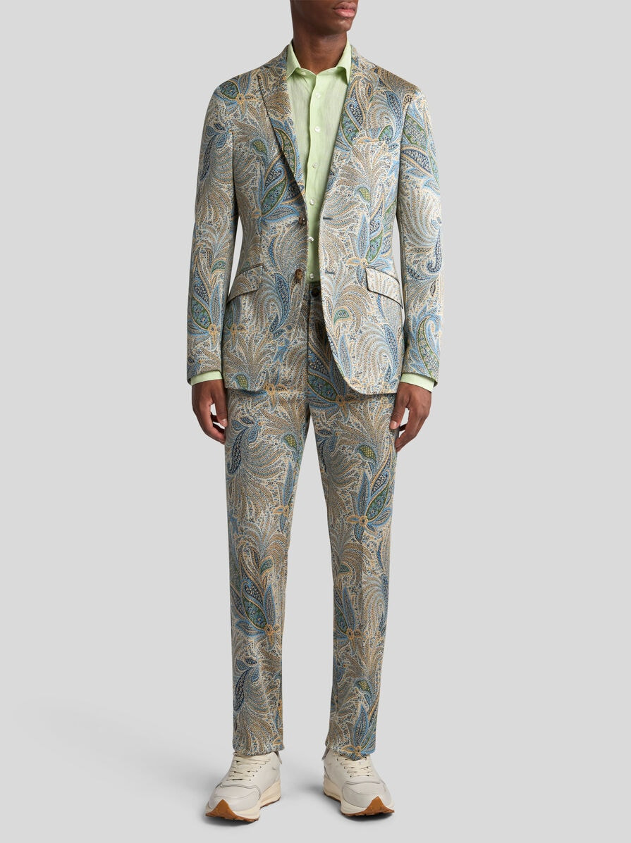 FOLIAGE-DESIGN COTTON-BLEND BLAZER - 3