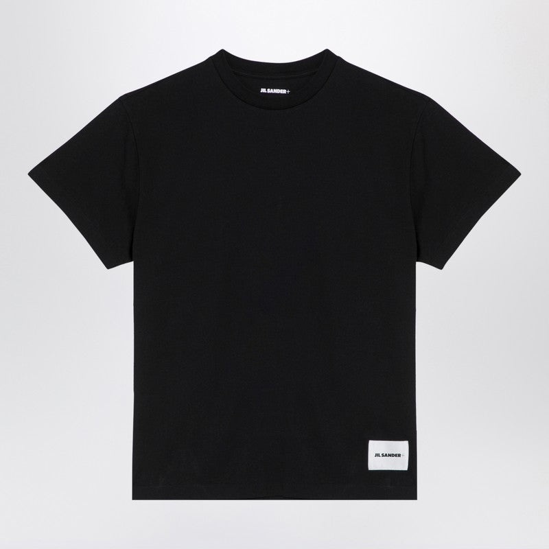 Jil Sander Jil Sander Black Cotton T-Shirt With Logo Patch