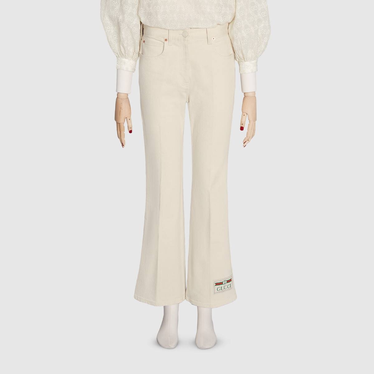 Washed cotton pant with Gucci label - 3