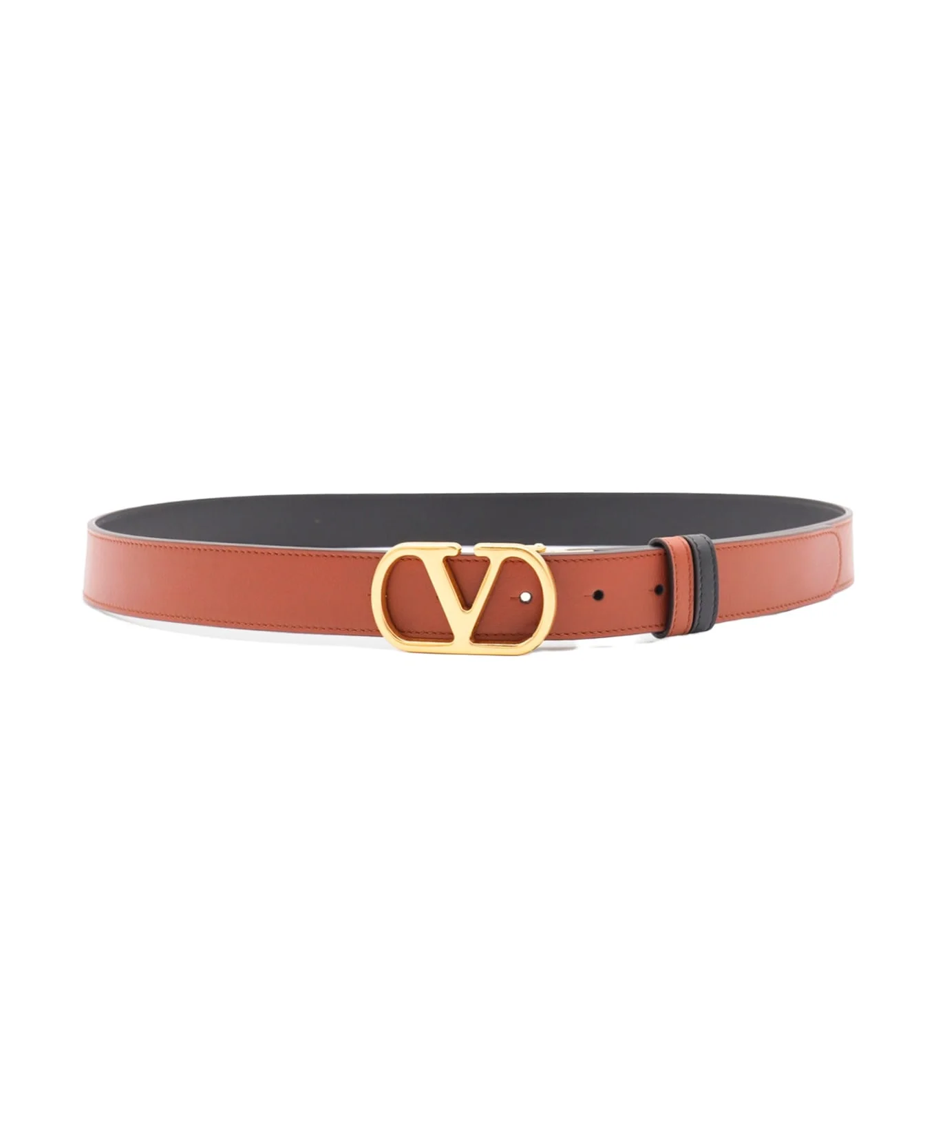 Brown And Black Leather Belt - 1