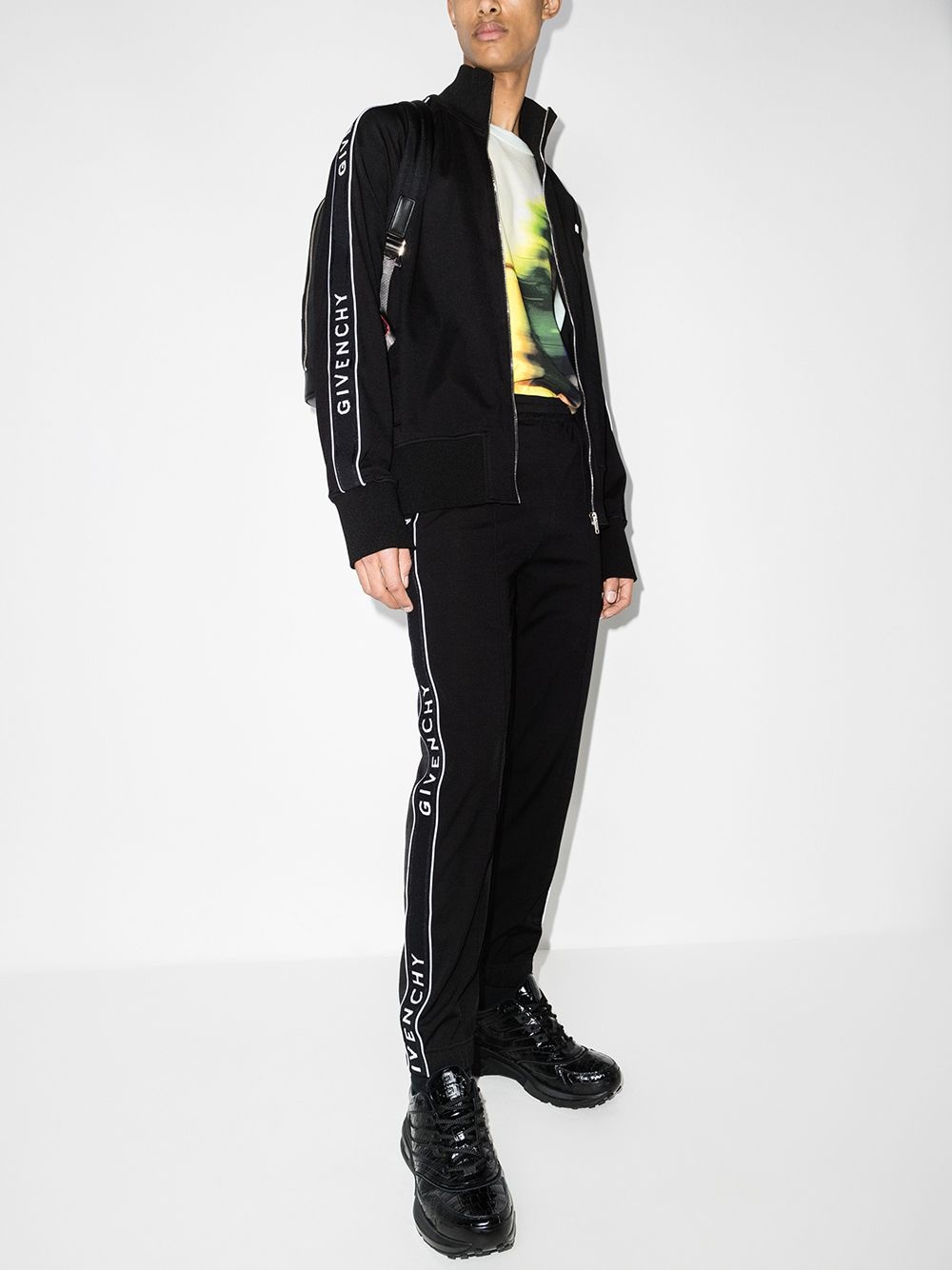 logo tape track pants - 5