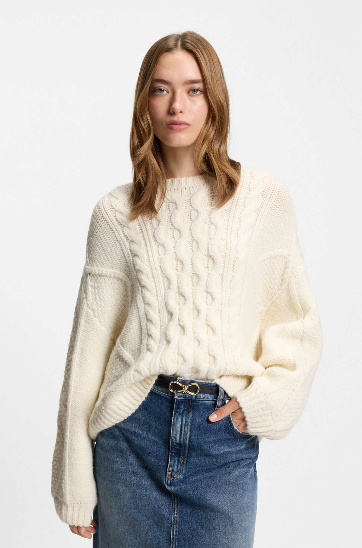 OVERSIZE-FIT SWEATER WITH CABLE KNIT - 2