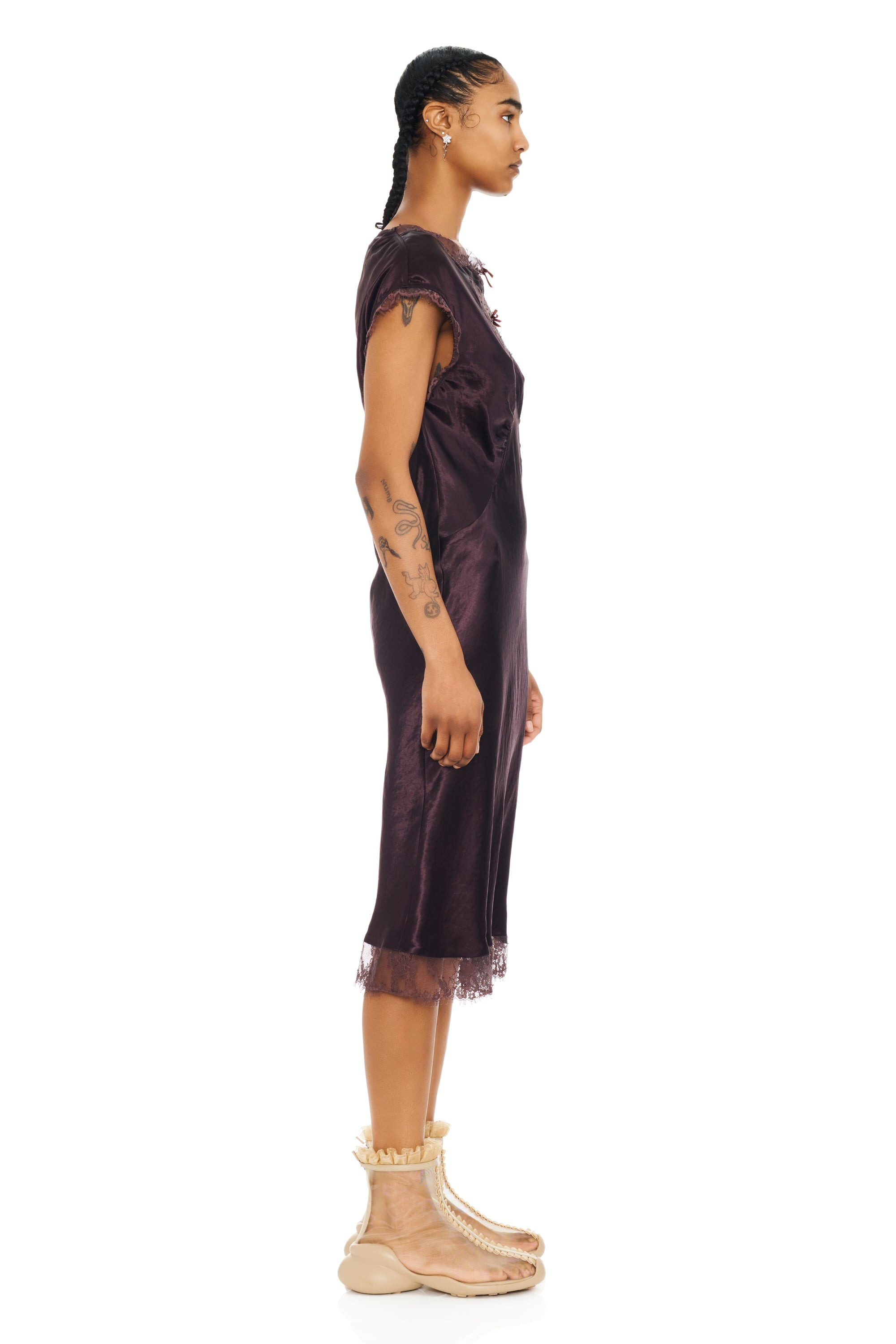 CHOCOLATE WATERLILY MIDI DRESS - 4