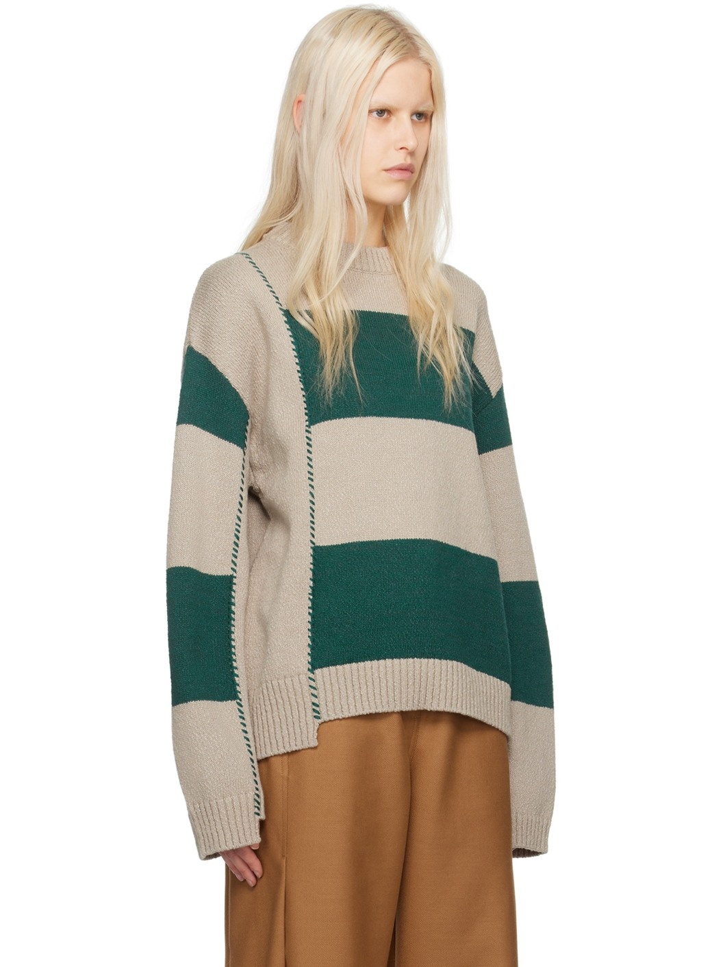 Beige & Green Baha Sweater - 2